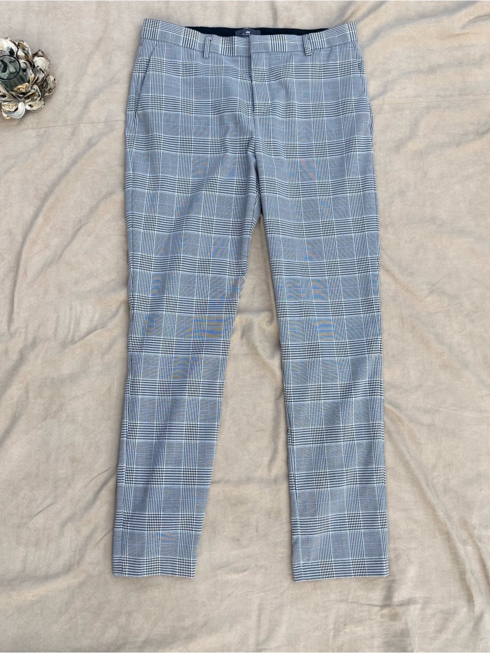 H&M Men's Slim Fit Glen Plaid Gray Black Dress Pants - 33 x 31